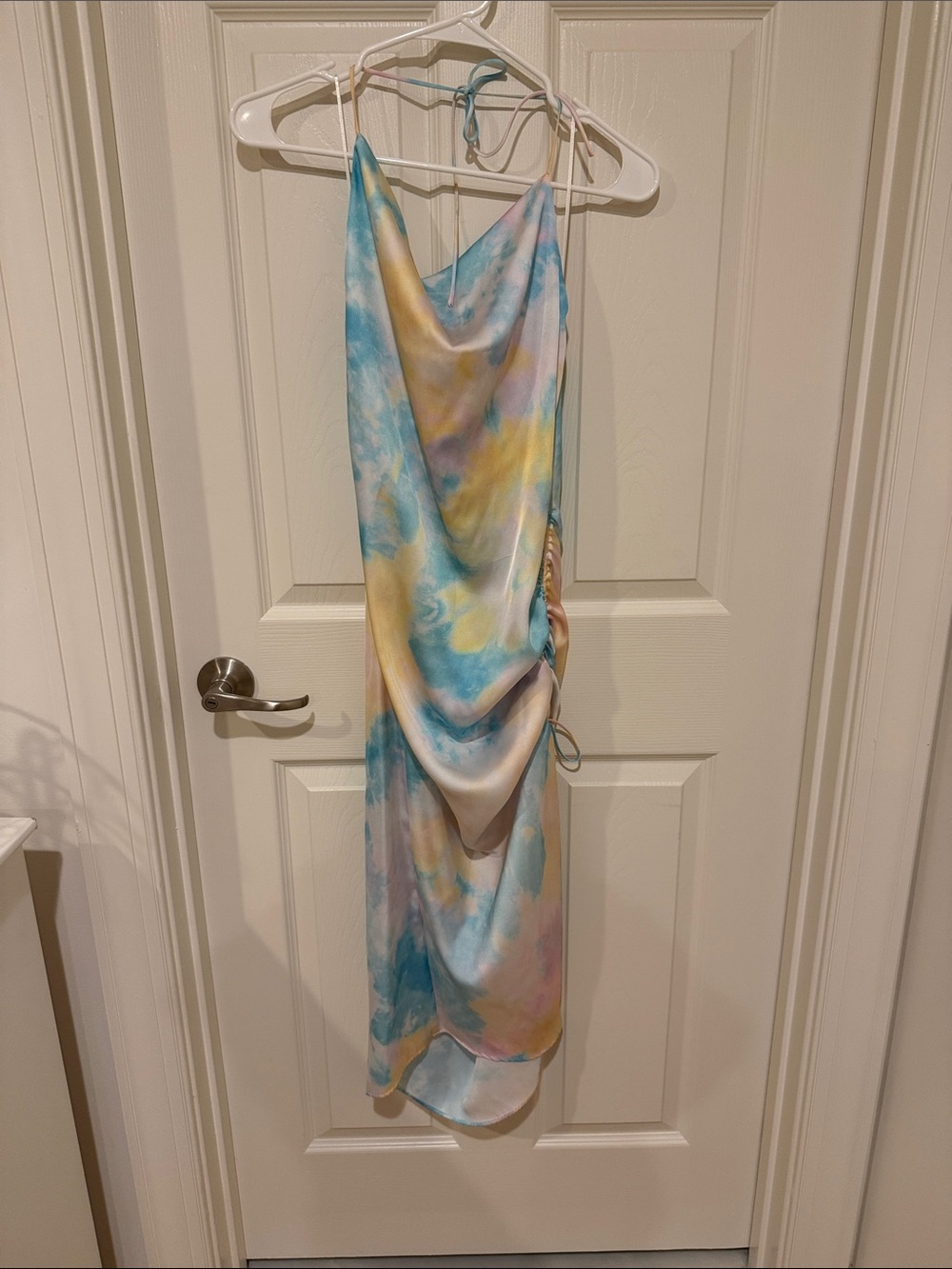 Zara Pastel Tie-Dye Slip Dress in Blue, Yellow, Pink